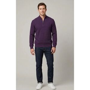 Vintage St. Croix Purple 1/4 Zip Wool Sweater Size Medium Made in USA 3D Knit
